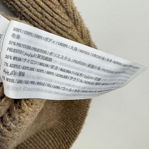 Abercrombie & Fitch Ribbed Button Front Cardigan Tan Soft Knit Pocket Sweater - Picture 5 of 5